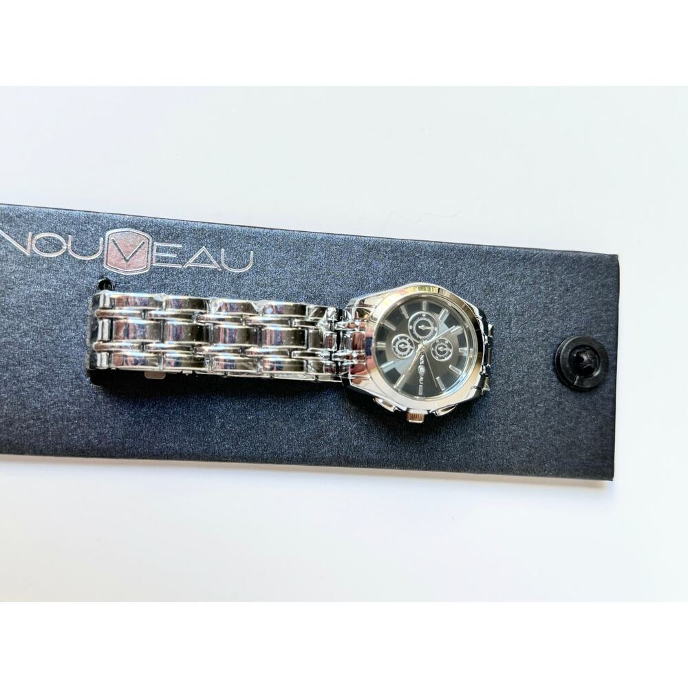 NWT Nouveau Silver Stainless Steel Multi Function Watch - Picture 4 of 10